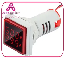 ولتمتر و آمپرمتر چراغ سیگنالی  AC500V-100A  قرمز مربعی مدل AD16-22FVA