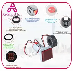 ولتمتر، آمپرمتر و فرکانس متر چراغ سیگنالی AC500V-100A-70Hz قرمز مربعی مدل AD16-22VAHZS