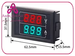 ولتمتر و آمپرمتر رو پنلی AC500V-100A مدل D85-5035VA