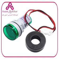 ولتمتر و آمپرمتر چراغ سیگنالی  AC500V-100A  سبز گرد مدل AD16-22FVA