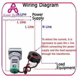 ولتمتر و آمپرمتر چراغ سیگنالی  AC500V-100A  سبز گرد مدل AD16-22FVA