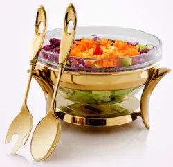 تک استیل سالاد خوری سری لوپ دسته طلایی مدل 991