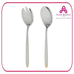 قاشق و چنگال سرو سالاد ناب استیل مدل پالرمو کد SZ-300-01