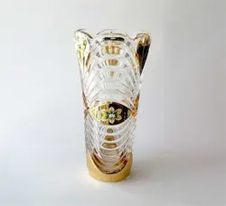 گلدان بزرگ طرح چک طلایی برند بوهمیا