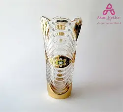 گلدان بزرگ طرح چک طلایی برند بوهمیا