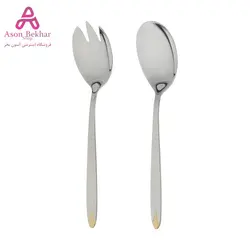 قاشق و چنگال سرو سالاد ناب استیل مدل پالرمو کد SZ-300-01