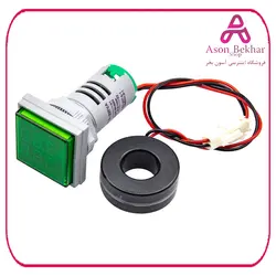 ولتمتر و آمپرمتر چراغ سیگنالی  AC500V-100A  سبز مربعی مدل AD16-22FVA