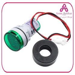 ولتمتر و آمپرمتر چراغ سیگنالی  AC500V-100A  سبز گرد مدل AD16-22FVA