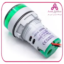 ولتمتر و آمپرمتر چراغ سیگنالی  AC500V-100A  سبز گرد مدل AD16-22FVA