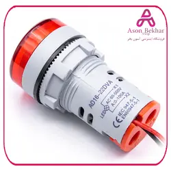 ولتمتر و آمپرمتر چراغ سیگنالی  AC500V-100A  قرمز گرد مدل AD16-22FVA