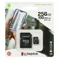 کارت حافظه microSDXC کینگستون مدل Canvas Select PLUS کلاس 10 استاندارد UHS-I U1 سرعت 100MBps ظرفیت 256 گیگابایت به همراه آداپتور SD - Asrtools