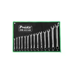 قیمت و خرید آچار یکسر تخت و یکسر رینگ پروسکیت مدل Proskit HW-6514B مجموعه 14 عددی | عصرتولز