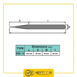 انبر پنس دیتک مدل DTEC ESD-12 سایز 135 میلی متر - Asrtools