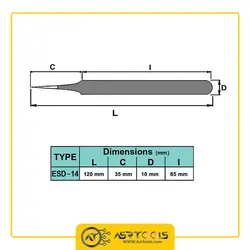 انبر پنس دیتک مدل DTEC ESD-14 سایز 110 میلی متر - Asrtools