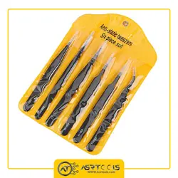 مجموعه 6 عددی پنس آنتی استاتیک مدل ESD-6 - Asrtools