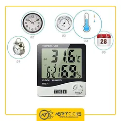 دماسنج، رطوبت سنج و ساعت رومیزی تی اس آی مدل HTC-1