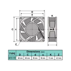 فن دیتک DC12V مدل DTEC 606015 - Asrtools