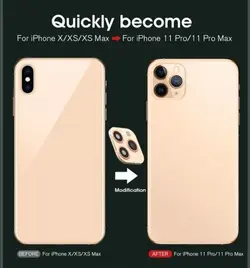 تبدیل لنز فلزی و محافظ دوربین موبایل اپل iPhone X / XS / XS Max Second Change to iPhone 11 Pro/ProMax