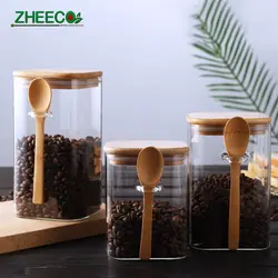 جا ادویه شیشه ای با درب و قاشق بامبو