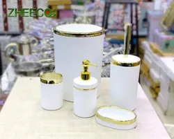 ست سرویس بهداشتی ۵ تکه اکرولیک سفید طلایی