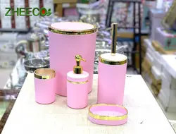 ست سرویس بهداشتی ۵ تکه اکرولیک صورتی طلایی