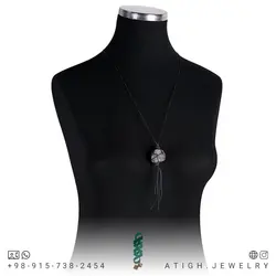 گردنبند فلوریت بنفش تراش نخورده (راف) معدنی خوشرنگ بافت مکرومه تخصصی چاکرای تاج