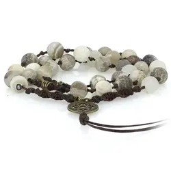 تسبیح کلکسیونی عقیق شجری مات هارمونی رنگ جذاب ۳۳ دانه طبیعی دستساز‌ با نقش و نگار بسیار زیبا طراحی اسلیمی بافت مکرومه