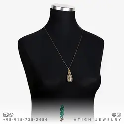 گردنبند عقیق شجر دریایی معدنی تراش مستطیلی دور بافت مکرومه دستساز با مناظر طبیعی بسیار زیبا همراه بند چرم