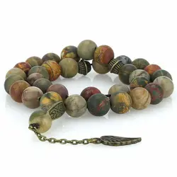 تسبیح موکائیت معدنی کیفیت بسیار بالا 33 دانه دستساز طراحی اسلیمی هارمونی رنگ بسیار جذاب