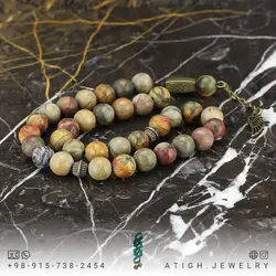 تسبیح موکائیت معدنی کیفیت بسیار بالا 33 دانه دستساز طراحی اسلیمی هارمونی رنگ بسیار جذاب