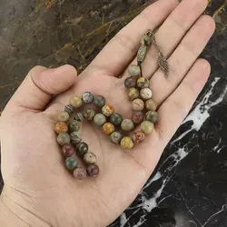 تسبیح موکائیت معدنی کیفیت بسیار بالا 33 دانه دستساز طراحی اسلیمی هارمونی رنگ بسیار جذاب