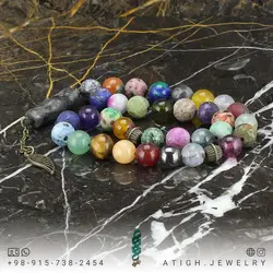 تسبیح احجار الشفا (سنگ درمانی)، هفت سنگ چاکرا و محافظ هاله انرژی 33 دانه شیخک لارویکیت معدنی سری بینظیر سنگ های کمیاب 34 نوع سنگ