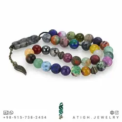 تسبیح احجار الشفا (سنگ درمانی)، هفت سنگ چاکرا و محافظ هاله انرژی 33 دانه شیخک لارویکیت معدنی سری بینظیر سنگ های کمیاب 34 نوع سنگ