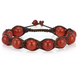 دستبند عقیق سرخ معدنی کیفیت عالی بسیار خوشرنگ بافت مکرومه دستساز فری سایز