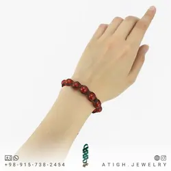 دستبند عقیق سرخ معدنی کیفیت عالی بسیار خوشرنگ بافت مکرومه دستساز فری سایز