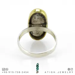 انگشتر نقره فیروزه نیشابوری شجری معدنی رنگ عالی با نقش و نگار زیبا رنگ صددرصد طبیعی رکاب دستساز نقره 925 عیار دور ساده طلایی