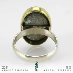 انگشتر نقره فیروزه نیشابوری شجری معدنی با نقش و نگار خاص رنگ بسیار زیبا صددرصد طبیعی رکاب دستساز نقره 925 عیار دور ساده سنتی