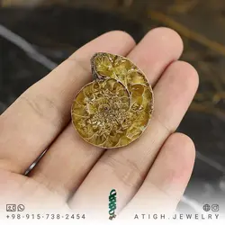 فسیل آمونیت (شاخ قوچی) طبیعی منحصر به فرد با نقش و نگار بسیار زیبا درشت رنگ خاص دکوری- سنگ درمانی کلکسیونی