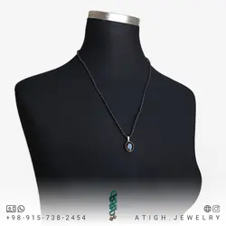 گردنبند نقره کوارتز دودی (smocky quartz) معدنی کیفیت عالی تراش برلیانی فریم دستساز 925 عیار همراه بند چرم