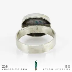 انگشتر نقره فیروزه نیشابوری شجری معدنی با نقش و نگار زیبا رنگ آبی خاص صددرصد طبیعی کیفیت سنگ بالا رکاب صفوی دستساز نقره 925 عیار
