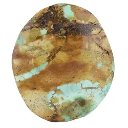 نگین فیروزه نیشابوری شجری معدنی با نقش و نگار زیبا طرح ابر و باد درشت رنگ صد درصد طبیعی بدون احیا وزن حدود ۵.۷ گرم