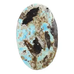 نگین فیروزه نیشابوری شجری معدنی با نقش و نگار خاص رگه های مشکی رنگ صد درصد طبیعی وزن حدود ۶.۸ گرم