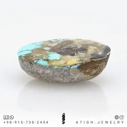 نگین فیروزه نیشابوری شجری معدنی با نقش و نگار خاص رگه های مشکی رنگ صد درصد طبیعی وزن حدود ۴.۵ گرم