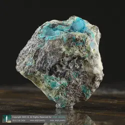 سنگ کریزوکولا راف (تراش نخورده) معدنی با نقش و نگار خاص خوشرنگ مناسب دکوری سنگ درمانی مخصوص چاکرای پنجم 15.8 گرم