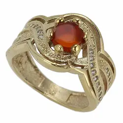 انگشتر عقیق سرخ معدنی خوشرنگ رکاب طلا روسی نگین کاری دور چنگ طرح بافت