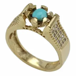 انگشتر فیروزه نیشابوری شجری معدنی با خلوص بالا خوشرنگ رکاب طلا روسی نگین کاری دور چنگ