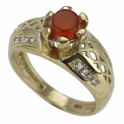 انگشتر عقیق سرخ معدنی خوشرنگ رکاب طلا روس نگین کاری دور چنگ