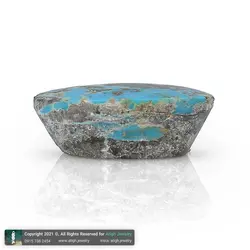 نگین فیروزه نیشابوری شجری معدنی با نقش و نگار زیبا رنگ صد درصد طبیعی وزن 1.9 گرم