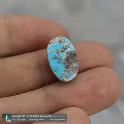 نگین فیروزه نیشابوری شجری معدنی با نقش و نگار زیبا رنگ صد درصد طبیعی وزن 1.9 گرم