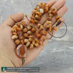 سینه ریز آونتورین نارنجی تراش نامنظم بسیار با کیفیت و آویز عقیق کارنلین تراش چندوجهی کمیاب با نقش و نگار زیبا معدنی بافت گره ای